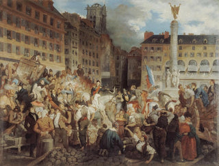 Prosper Lafaye - Le duc dOrlans se rendant  lhtel de ville traverse la place du Chtelet le 31 juillet 1830.webp