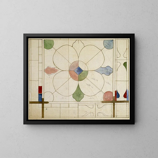 Prosper Lafaye - Projet de panneau de vitrail  dcor quadrilob.webp