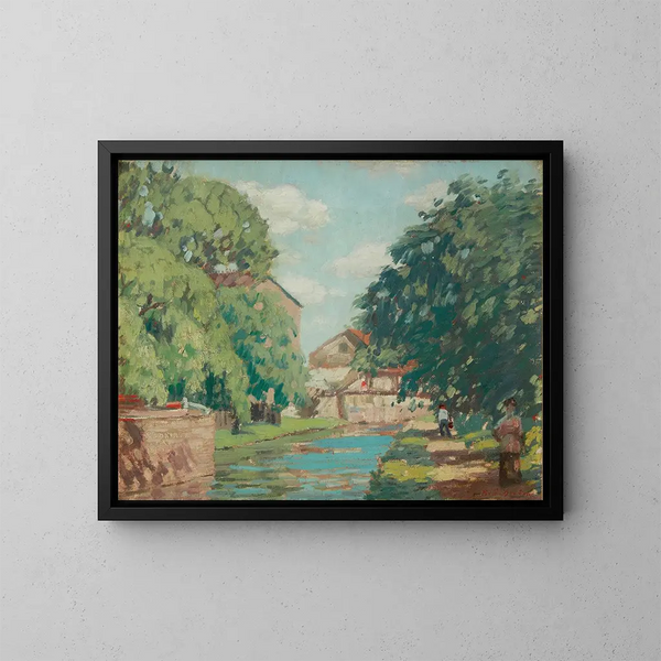 Sentier de halage au bord du canal à New Hope - Rae Sloan Bredin — inramlat konstverk på väggen