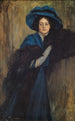 Portrait av en dam i blått - Raimundo de Madrazo y Garreta — vy av konstverket