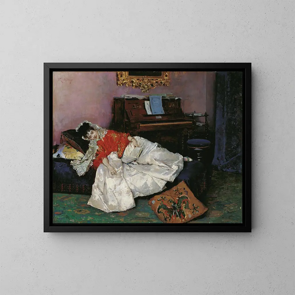 La lecture d'Aline Masson - Raimundo de Madrazo y Garreta — inramlat konstverk på väggen