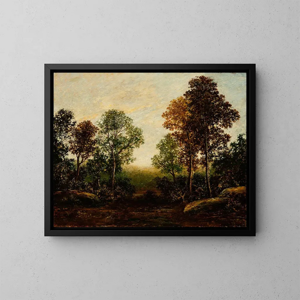 Landskap med träd - Ralph Albert Blakelock — inramlat konstverk på väggen