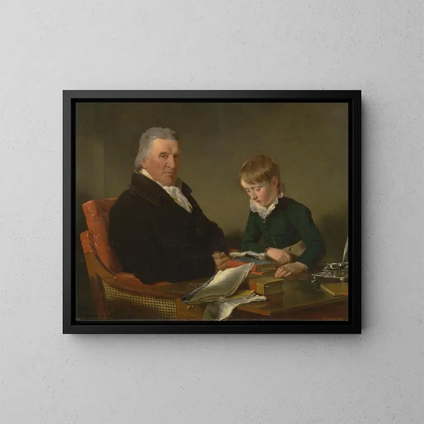 Francis Noel Clarke Mundy och hans barnbarn William Mundy - Ramsay Richard Reinagle — inramlat konstverk på väggen