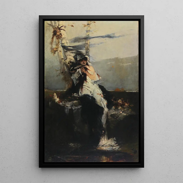 L'Attente - Raphael von Ambros — inramlat konstverk på väggen