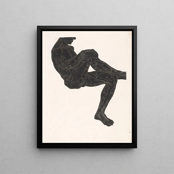 Reijer Stolk - Anatomische studie van de been en armspieren van een man in silhouet.webp