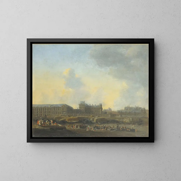 Le Louvre et l'Hôtel de Bourbon vus de la rive gauche - Reinier Nooms — inramlat konstverk på väggen