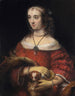 Porträtt av en dam med en ficka hund - Rembrandt van Rijn — vy av konstverket