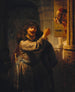 Samson hotar sin svärfar - Rembrandt van Rijn — vy av konstverket
