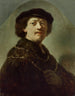 Självporträtt med svart keps - Rembrandt van Rijn — vy av konstverket
