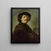 Självporträtt med svart keps - Rembrandt van Rijn — inramlat konstverk på väggen