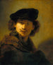 Självporträtt med velourmössa - Rembrandt van Rijn — vy av konstverket