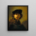 Självporträtt med velourmössa - Rembrandt van Rijn — inramlat konstverk på väggen