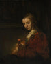 kvinna med en ros - Rembrandt van Rijn — vy av konstverket