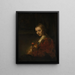 kvinna med en ros - Rembrandt van Rijn — inramlat konstverk på väggen