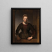 Ung kvinna vid en halvöppen dörr - Rembrandt van Rijn — inramlat konstverk på väggen