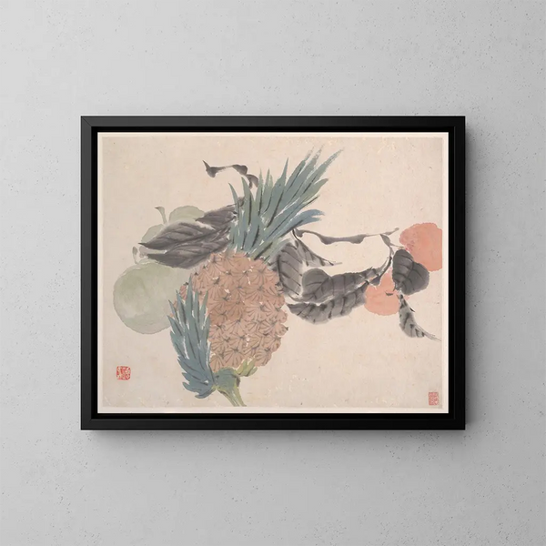 Djur, blommor och fåglar Pl2 - Ren Yi — inramlat konstverk på väggen