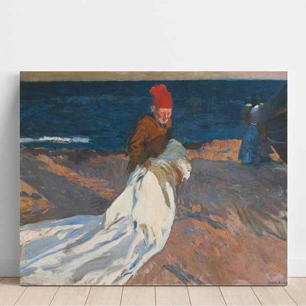 Reproduktion av målningen av Rentrant la voile, plage de Valence - Joaquín Sorolla