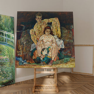 Reproduction Couple humain accroupi La famille - Egon Schiele