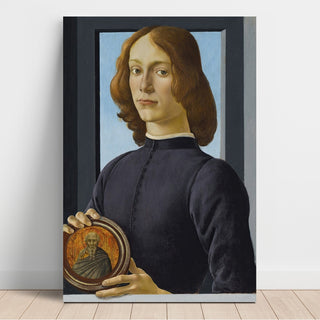 Reproduction Portrait d'un jeune homme tenant un médaillon - Sandro Botticelli
