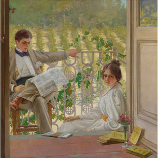 Reproduction Un après-midi sur le porche - Vittorio Matteo Corcos