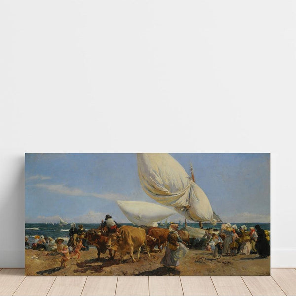 Reproduktion av målningen av återvändande från fisket - Joaquín Sorolla