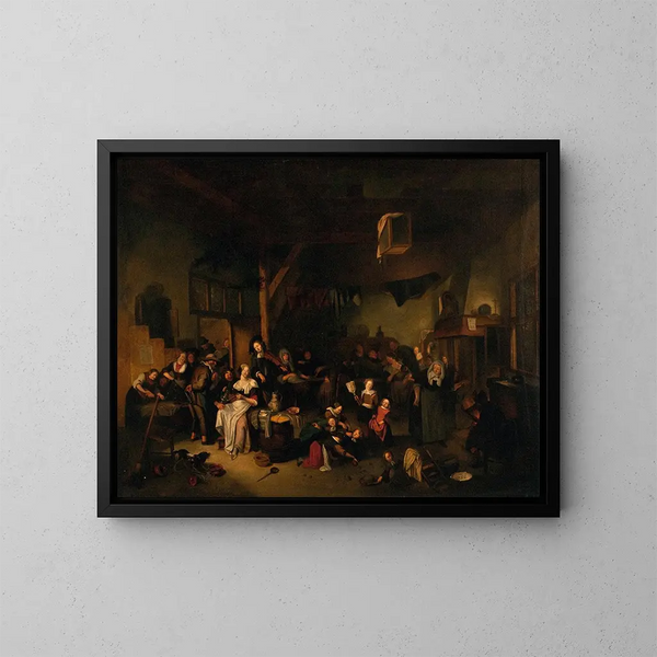 Scène de taverne - Richard Brakenburgh — inramlat konstverk på väggen
