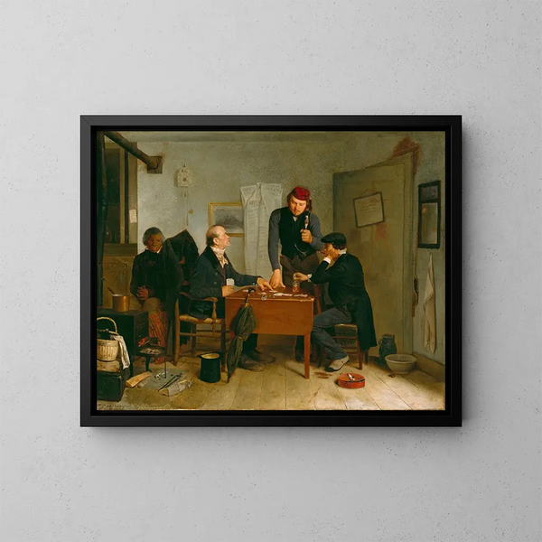 Les Joueurs de cartes - Richard Caton Woodville — inramlat konstverk på väggen