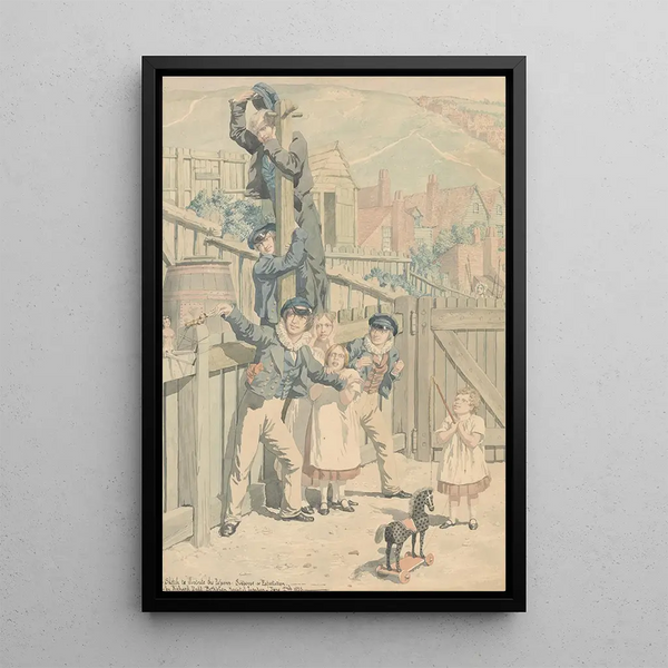Esquisse för passionerna Suspense eller Attente - Richard Dadd — inramlat konstverk på väggen