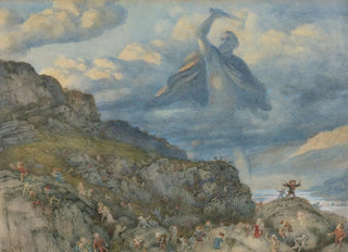 Richard Doyle - The God Thor Drives The Dwarfs Out Of Scandinavia By Throwing His Hammer At Them.webp