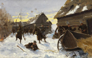 Richard Kntel - Kriegsgefecht in einem verschneiten Dorf.webp