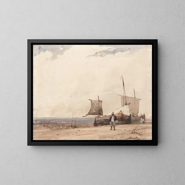 Strandscen - Richard Parkes Bonington — inramlat konstverk på väggen