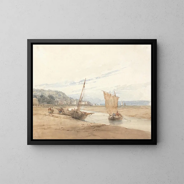 nära Honfleur - Richard Parkes Bonington — inramlat konstverk på väggen