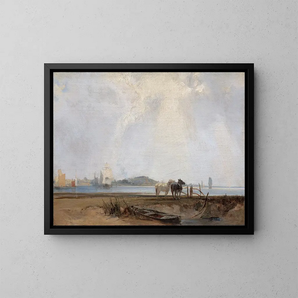 nära Quillebeuf - Richard Parkes Bonington — inramlat konstverk på väggen