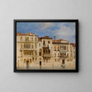 Les palais Manolesso, Ferro, Contarini, Fasan och Venier på Grand Canal i Venedig - Richard Parkes Bonington — inramlat konstverk på väggen