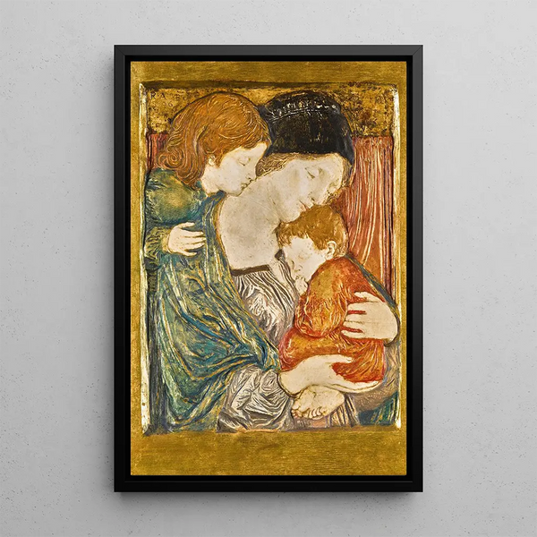 Relief med en mor och barn - Robert Anning Bell — inramlat konstverk på väggen