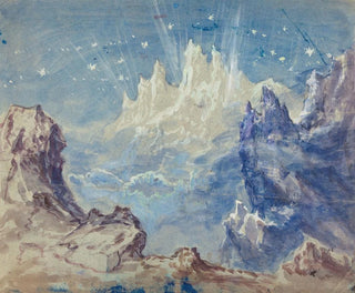 Fantastisk bergslandskap med stjärnhimmel - Robert Caney — vy av konstverket
