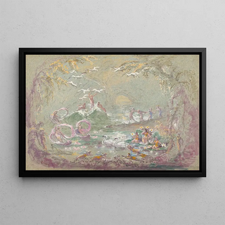 Robert Caney - Lake Scene with Fairies and Swans.webp