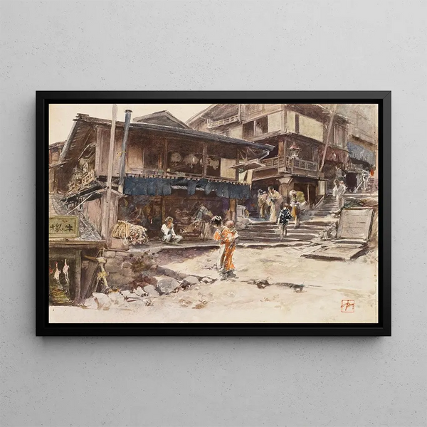 En gata i Ikao, Japan - Robert Frederick Blum — inramlat konstverk på väggen