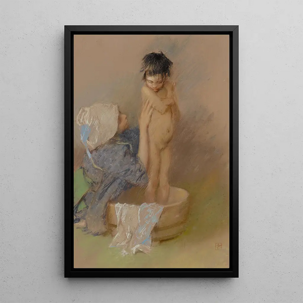 Le bain - Robert Frederick Blum — inramlat konstverk på väggen