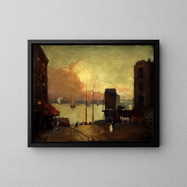Moln cumulus över East River - Robert Henri — inramlat konstverk på väggen
