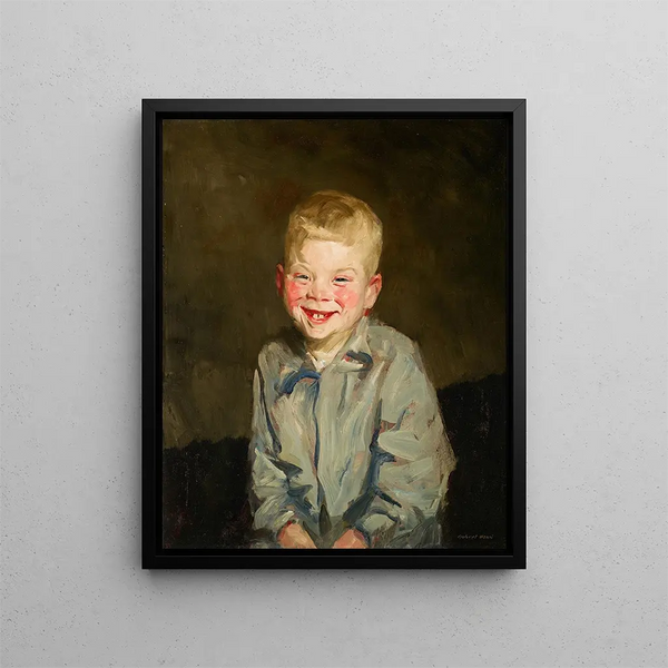 Pojke som skrattar - Robert Henri — inramlat konstverk på väggen
