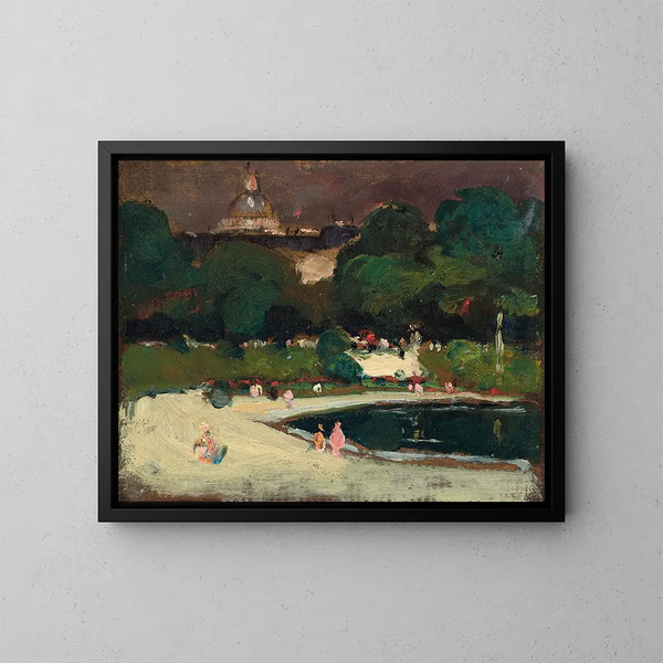 åskmoln över Luxembourgsträdgårdarna - Robert Henri — inramlat konstverk på väggen
