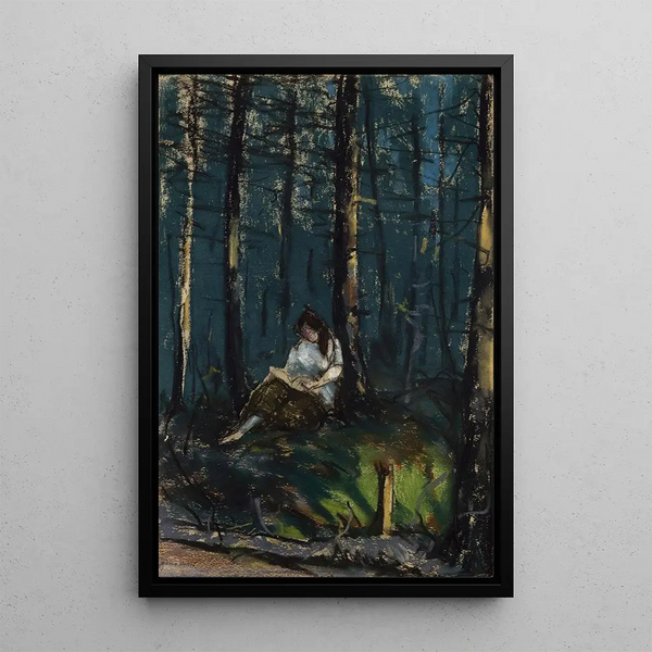 Le lecteur dans la forêt - Robert Henri — inramlat konstverk på väggen