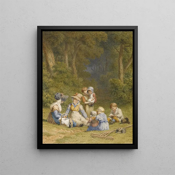 Le pique-nique des enfants - Robert Hills — inramlat konstverk på väggen