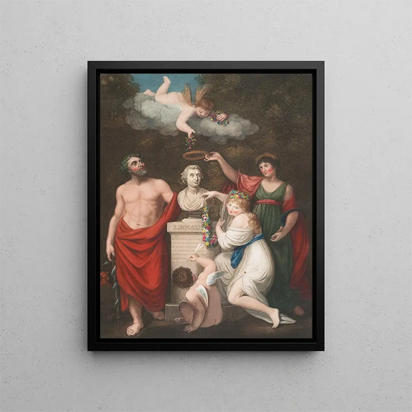 Sculape Cérès och Cupidon hedrande busten av Linnus - Robert John Thornton — inramlat konstverk på väggen