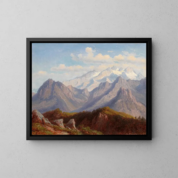 Vue du Schafberg sur le Dachstein - Robert Kummer — inramlat konstverk på väggen
