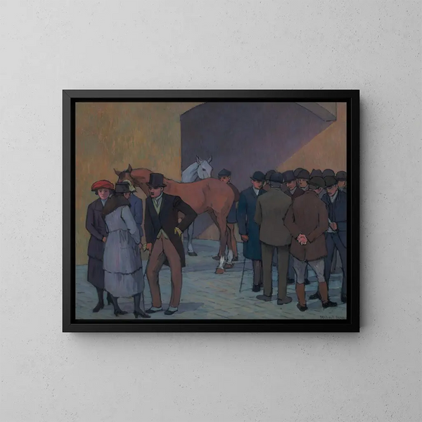 En morgon vid Tattersalls - Robert Polhill Bevan — inramlat konstverk på väggen