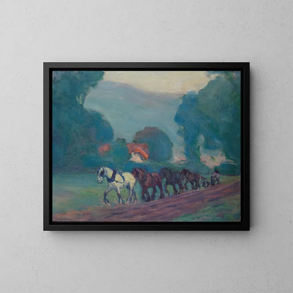 L'équipe des quatre chevaux - Robert Polhill Bevan — inramlat konstverk på väggen