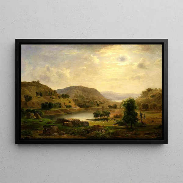 Betesmark i dalen - Robert S. Duncanson — inramlat konstverk på väggen