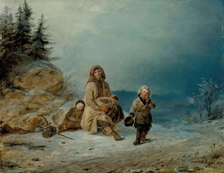 familj av tiggare på vägen - Robert Wilhelm Ekman — vy av konstverket